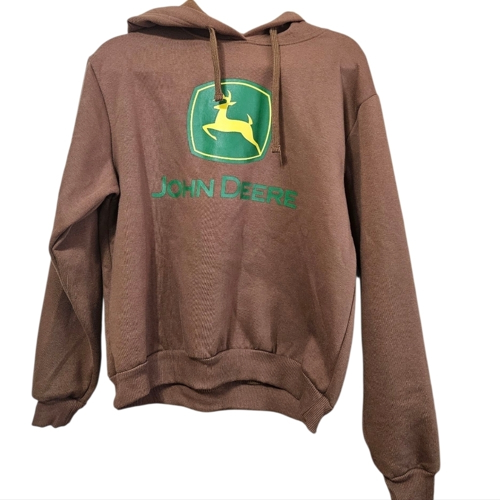 John Deere Brown Sweatshirt with Green and Yellow Logo Hoodie Youth Sz XS NEW